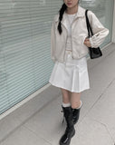 Tyke leather crop blouson jumper