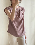 Shure Drape Shirring Sleeveless Blouse