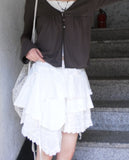 Shuha lace strap diagonal tiered skirt