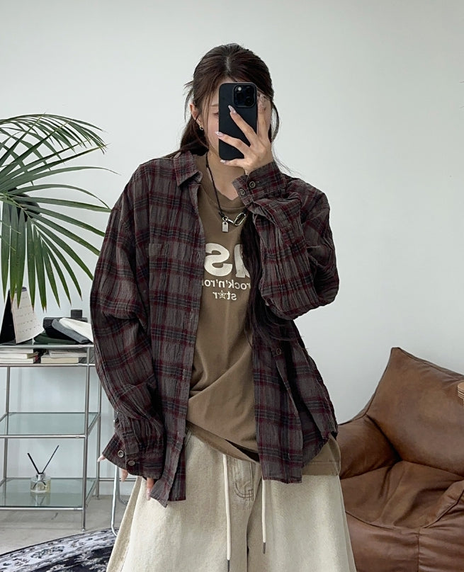 【SATIIIZ】Roel Pigment Check Shirt SATIIIZ】Linon Pigment Basic Shirt Roel Pigment Check Shirt