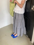 Hinari Check Tiered Banding Long Skirt
