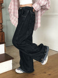 Fotton Pintuck Snap Washing Wide Denim Pants