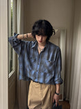 Pony checker cutting cropped shirt