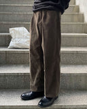 Khaki Brown Corduroy Semi-Wide Pants