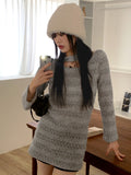 [Wool 10] Puzo wool choker strap see-through punching knit one piece