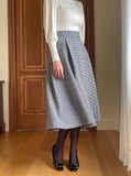Marine Hound Check Brushed Span Flare Skirt