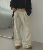 Corduroy Wool Pin Tuck Wide Banding Pants