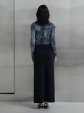 [mnem] deep slit buckle long skirt