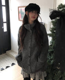 Caven High Neck Overfit Button Long Knit Cardigan