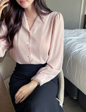 Rund shawl collar puff blouse