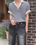 Arno Half-zip Ribbed Short-sleeve Knit