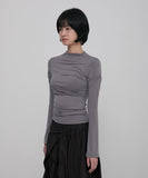 Asymmetrical Draped Mock Neck