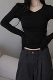 Slim V-neck Knit Top