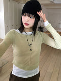 Nut Unbalance Layered Color Matching Long Sleeve T-shirt