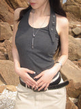 [MADE] Pyoli Eyelet Halter Ribbed Sleeveless