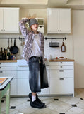 Steel black bermuda denim jeans