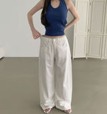 Cooling Summer Cut Tencel Banding Long Wide Cotton Pants
