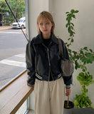 Loving Two-Way Leather Collar Crop Jacket