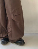 Linshus Cotton Cargo Banding Balloon Wide Pants