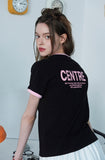 BUTTON CROP Ringer Tee