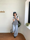 Dilte Check Flower Sleeveless Blouse