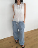 Pookie Linen Stripe Banding Wide Long Pants
