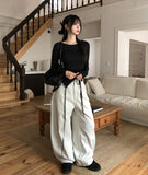 Kuri Color Matching Strap Layered Bustier Long Sleeve Set