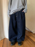 [unisex] Kidu Pintuck Raw Denim Wide Pants