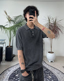 Pad Pigment Collar Knit Short Sleeve