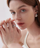 Champagne Full Moon Slim Silver Ring M