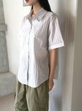 Index Stripe Rollup Collar Short Sleeve Shirt