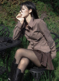 Velour tie stripe shirt