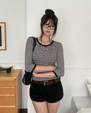 Now Color Matching Stripe Three Quarter T-shirt