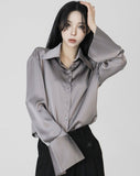 Cuff silky blouse