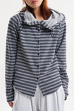 Bunny stripe button hoodie knit