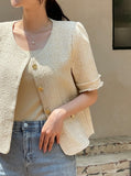 Robs Round Tweed Short Sleeve Jacket