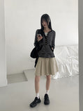 Mihoo Vintage Stripe Button Pocket Long Sleeve T-Shirt