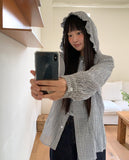 Ju-ring Frill Check Hooded Long Sleeve SH