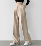 Slacks Flower Two Pintuck Inner Clip Wide Slacks Pants
