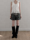 Punched Lace Ruffle Blouse