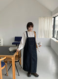 Shoine Pocket Denim Suspenders Long One Piece