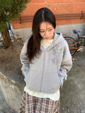 Diane Embroidered Patch Hood Zip-Up