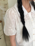 Mite Jacquard Short Sleeve Blouse