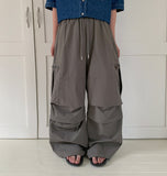 Pupon Parachute Cargo Nylon Wide Pants
