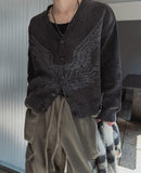 Riggle Washed V-Neck Knit Cardigan