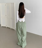 Chic Dodo Open Waist U-neck Long Sleeve T-shirt