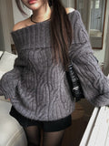Tome Cable Off-Shoulder Loose-Fit Knit