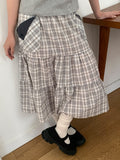 Shuning Check Pocket Midi Skirt