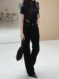 High Waist Black Bootcut Pants