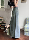 Hotty Vintage Wash Summer Denim Maxi Long Skirt